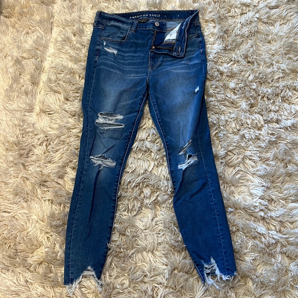 American eagle super hi-rise next level stretch; temp tech 12 regular